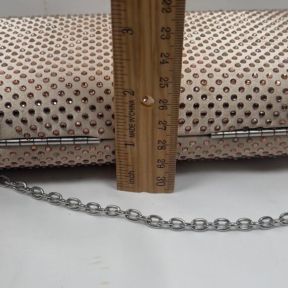 Charming Charlie RSVP Rose Colored Sequin Jeweled Hardcase Clutch Evening Bag - Picture 7 of 13